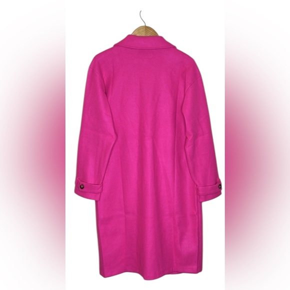 Haute Monde Longline Coat Size Large Hot Pink Side Pockets Single Button Closure - Picture 13 of 13